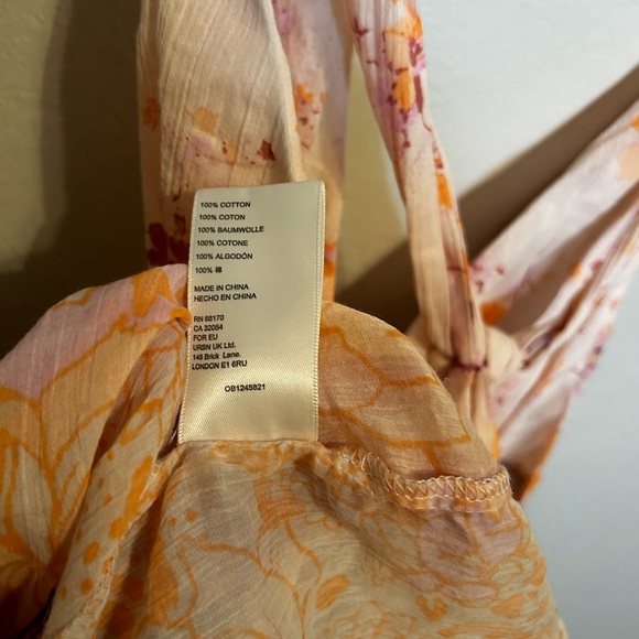 Free People Floral Halter Tank Top - Pink and Orange Brinkley Smocked - Picture 5 of 13